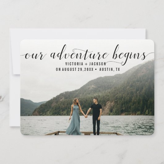 Elegante Unser Abenteuer beginnt Save the Date Fot (Vorderseite)
