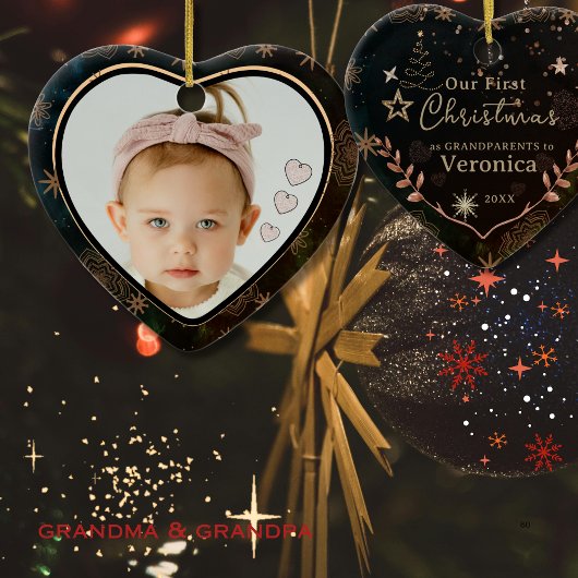 Elegante Unser erstes Weihnachten als Großeltern-F Keramik Ornament