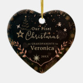 Elegante Unser erstes Weihnachten als Großeltern-F Keramik Ornament (Vorne)