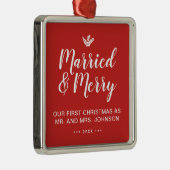 Elegante Unser erstes Weihnachten Verheiratet und Ornament Aus Metall (Rechts)