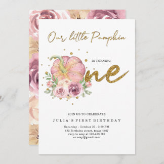 Elegante unser kleiner Pumpkin erster Geburtstag Einladung