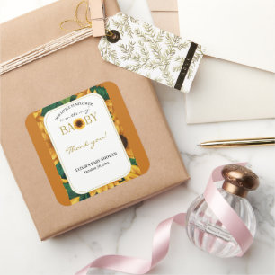 Elegante "Unsere kleine Sonnenblume" Moderne Babyd Quadratischer Aufkleber