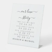 Elegante unsere Liebe Story Timeline Hochzeit Sockelschild (Vorderseite)