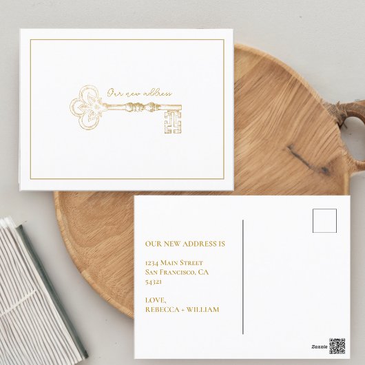 Elegante Unsere neue Adresse Vintag Key Ankündigun Postkarte
