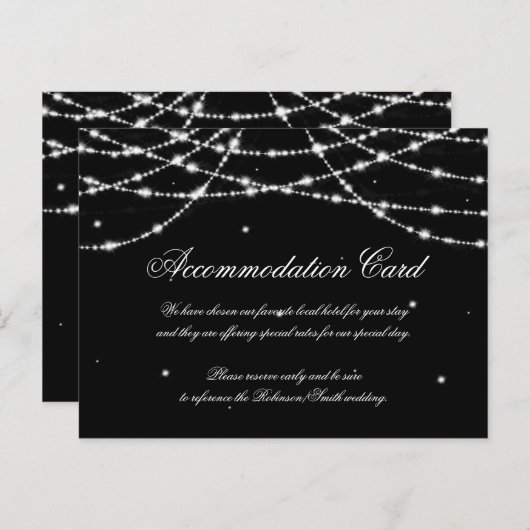Elegante Unterkunft Sparkling String Black Postkarte (Vorne/Hinten)