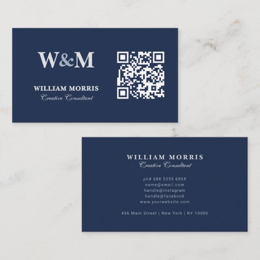 Elegante Unternehmens-QR-Code-Logo-Vorlage Visitenkarte (Vorne/Hinten)
