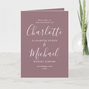 Elegante Unterschrift Hochzeit in Mauve Programm