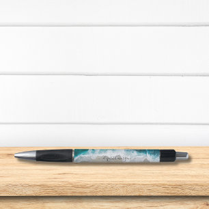 Elegante Unterschrift Schrift Aqua Blau Grüne Stra Kugelschreiber