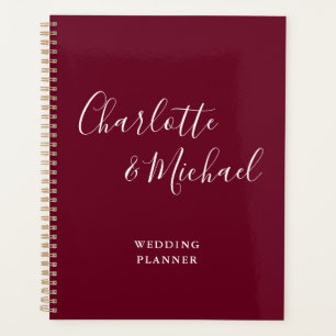 Elegante Unterschrift Schrift Burgund Hochzeit Planer