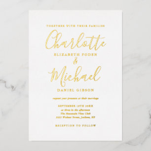 Elegante Unterschrift Schrift Kalligrafie Hochzeit Folieneinladung
