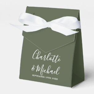 Elegante Unterschrift Schrift Olivgrüne Hochzeit Geschenkschachtel