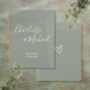 Elegante Unterschrift Schrift Sage Green Hochzeit Planer