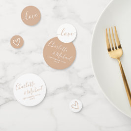 Elegante Unterschrift Schrift Tan Taupe Hochzeit Konfetti
