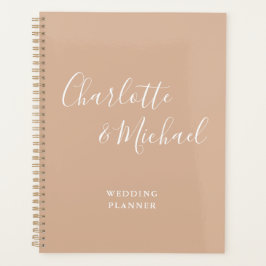Elegante Unterschrift Schrift Tan Taupe Hochzeit Planer