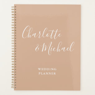 Elegante Unterschrift Schrift Tan Taupe Hochzeit Planer