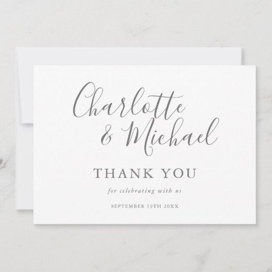 Elegante Unterschrift-Script Hochzeit Danke (Vorderseite)