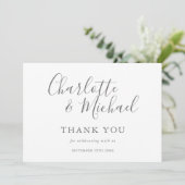 Elegante Unterschrift-Script Hochzeit Danke (Stehend Vorderseite)