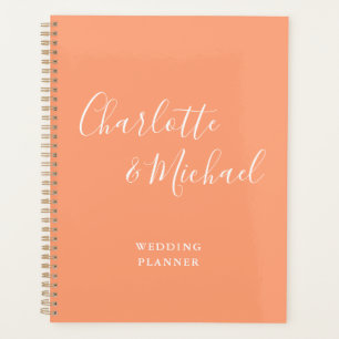 Elegante Unterschrift Script Pfirsich-Hochzeit Planer