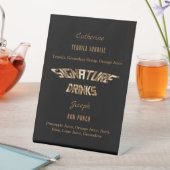 Elegante Unterschriften aus Schwarz und Kupfer Sockelschild (In Situ)