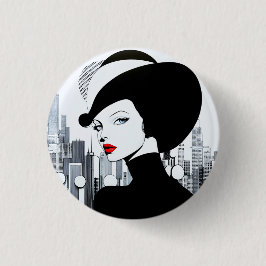 Elegante Uptown Girl New York High Society Button