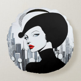 Elegante Uptown Girl New York High Society Rundes Kissen