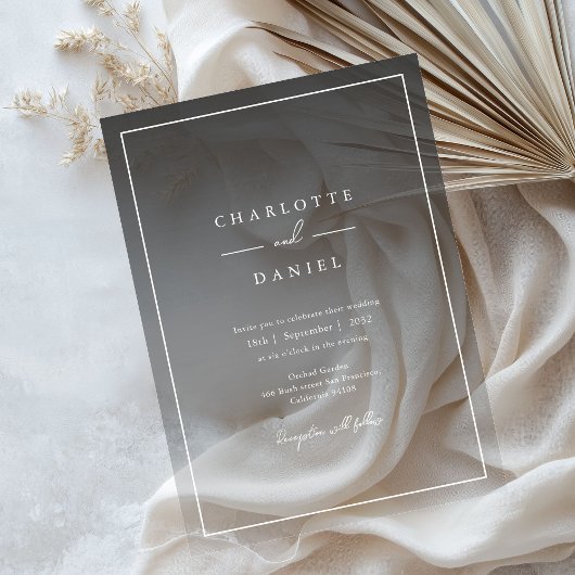 Elegante Urban Gray Gradient Acrylic Wedding Acryleinladungen