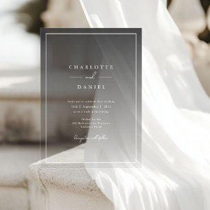 Elegante urbane graue Acryl-Hochzeit mit Farbverla Acryleinladungen