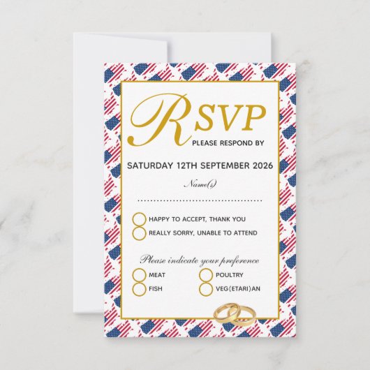 Elegante US AMERICA Wedding RSVP Response Card (Vorderseite)