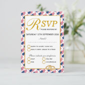 Elegante US AMERICA Wedding RSVP Response Card (Stehend Vorderseite)