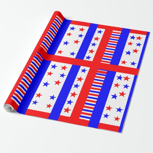 Elegante US Flagge-Muster USA Flaggenfarben Geschenkpapier (Ungerollt)