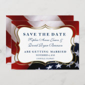 Elegante US-Flagge Wedding Save the Date (Vorne/Hinten)