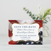 Elegante US-Flagge Wedding Save the Date (Stehend Vorderseite)