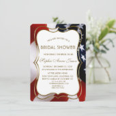 Elegante USA Flag Gold Brautparty Einladung (Stehend Vorderseite)