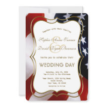 Elegante USA Flag Gold Wedding Custom Invite