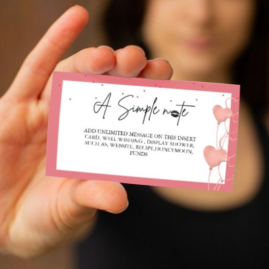 Elegante Valentine Brautparty Display-Karte Begleitkarte