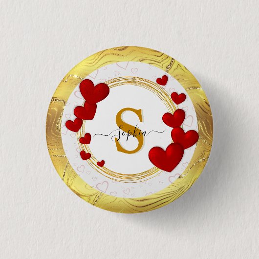 Elegante Valentine, Liebe, Hochzeit zum Jahrestag Button (Vorderseite)