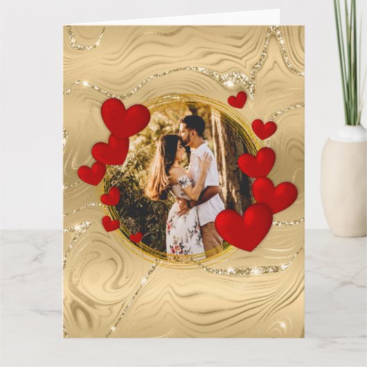 Elegante Valentine, Liebe, Jubiläum Rote Herzen Karte (Vorderseite)