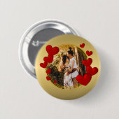 Elegante Valentine, Liebe, Jubiläum Rotes Herz Button (Vorne & Hinten)