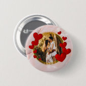 Elegante Valentine, Liebe, Jubiläum Rotes Herz Button (Vorne & Hinten)