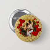 Elegante Valentine, Liebe, Jubiläum Rotes Herz Button (Vorne & Hinten)