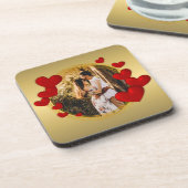 Elegante Valentine, Liebe, Jubiläum Rotes Herz Getränkeuntersetzer (Linke Seite)