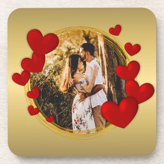 Elegante Valentine, Liebe, Jubiläum Rotes Herz Getränkeuntersetzer (Vorderseite)