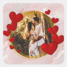Elegante Valentine, Liebe, Jubiläum Rotes Herz Quadratischer Aufkleber