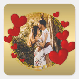 Elegante Valentine, Liebe, Jubiläum Rotes Herz Quadratischer Aufkleber