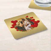 Elegante Valentine, Liebe, Jubiläum Rotes Herz Rechteckiger Pappuntersetzer (angewinkelt)