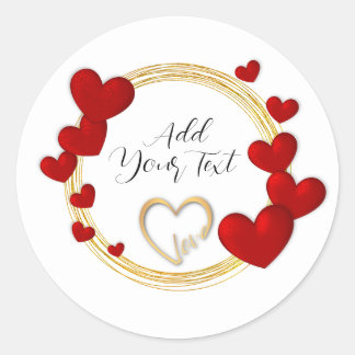 Elegante Valentine, Liebe, Jubiläum Rotes Herz Runder Aufkleber