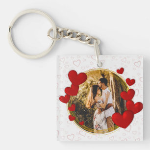 Elegante Valentine, Liebe, Jubiläum Rotes Herz Schlüsselanhänger