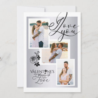 Elegante Valentinstag-Fotocollage Karte