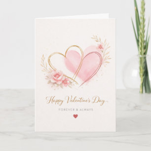 Elegante Valentinstag-Grußkarte mit floralem Herz Karte