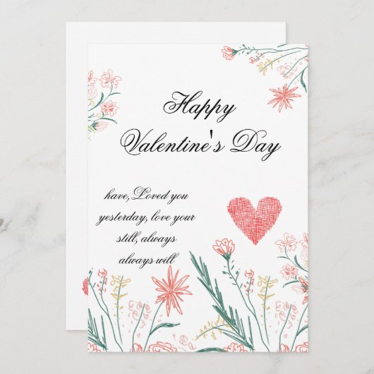 Elegante Valentinstag-Karte - Einladung (Vorne/Hinten)